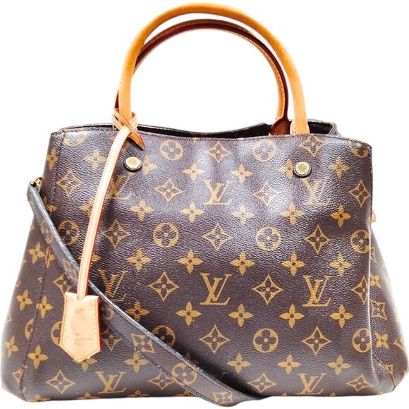 343875AR (X6) Louis Vuitton Crossbody Bag Montaigne MM Brown Monogram - Picture 1 of 10